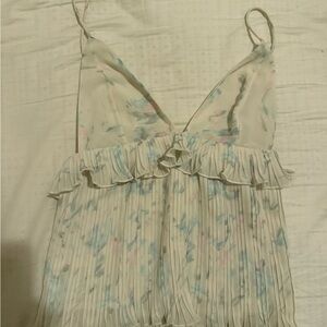 Floral Pleated Spaghetti Strap Top Ganni